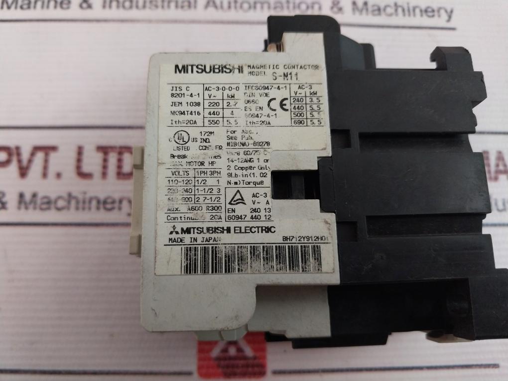 Mitsubishi S-n11 Magnetic Contactor 20A 50/60Hz