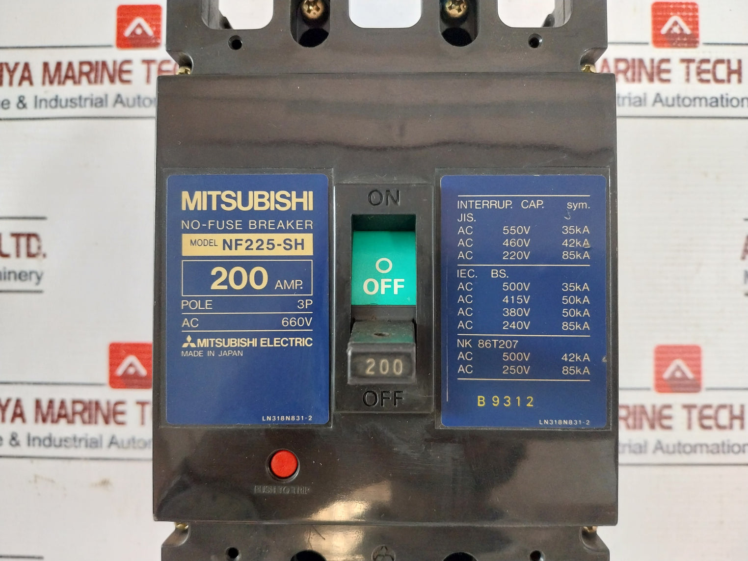 Mitsubishi Electric NF225-SH No-Fuse Circuit Breaker 200Amp 660V