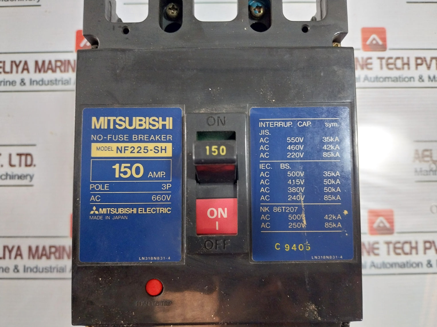 Mitsubishi Electric Nf225-sh No-fuse Breaker 150A 3-pole 660V Ac