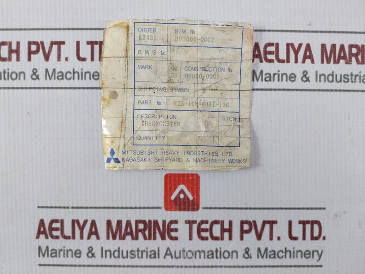 Mitsubishi N25-10M-0011-136 Thermometer L-65, D-10-mm 0-100C
