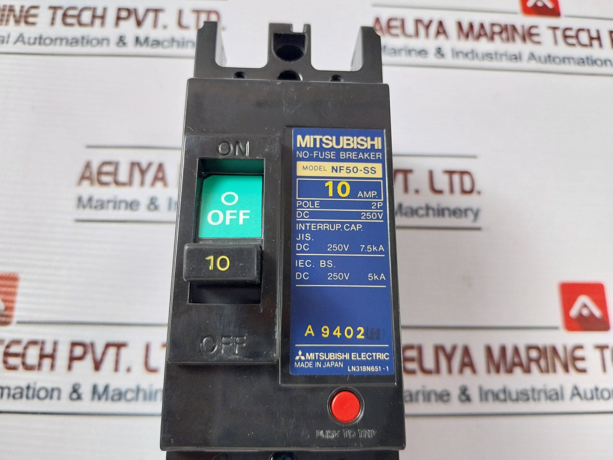 Mitsubishi Nf50-ss 2 Pole No-fuse Circuit Breaker 10A 250Vdc