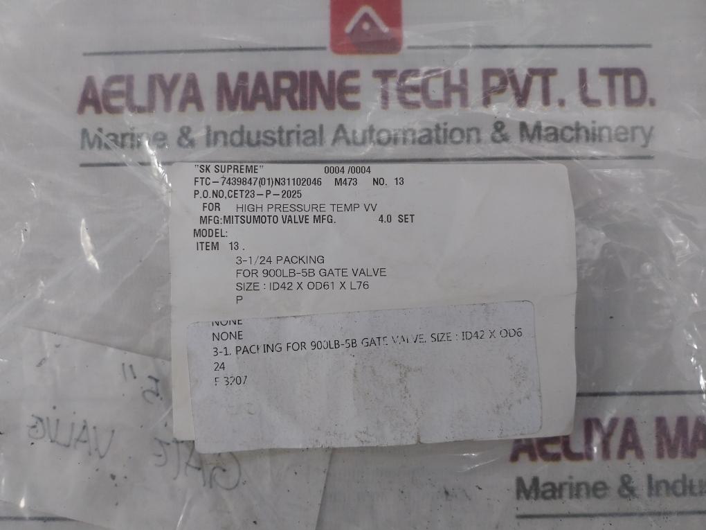 Mitsumoto Ftc-d7439847-01-m473 Gland Packing Set For Gate Valve Wc6 900Lb-5