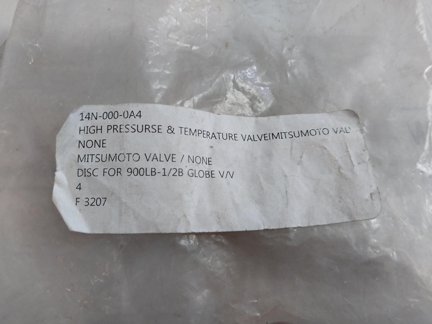 Mitsumoto Valve 900Lb-1/2B Disc For Globe Valve With Temp Valve 14N-000-0A4
