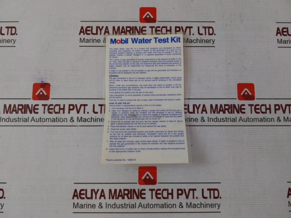 Mobil International Aviation And Marine Sales Inc Water Test Kit 920.01.00085