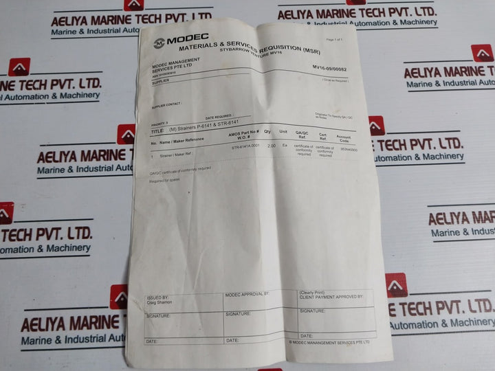 Modec Str-6141A.0001 Filter P-6141 & Str-6141