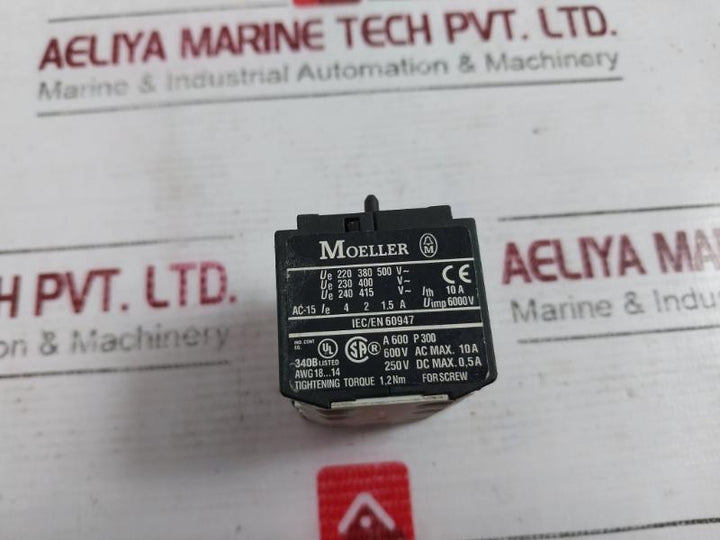 Moeller 22 Dil E Auxiliary Contact Block 6000V 10A Iec/En 60947 A600 P300 1.2 Nm
