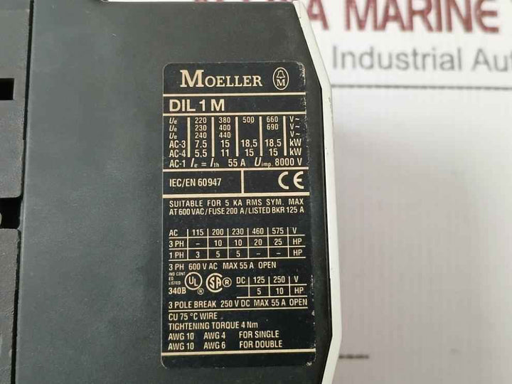 Moeller Dil 1m Magnetic Contactor 3 Pole Break 250v Dc Max 55a