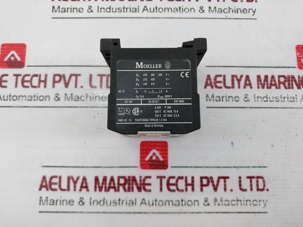 Moeller Dil Er-22 Contactor Ac-15 6000V Iec 947 10A A600 P300 Awg 18-14 1,2Nm