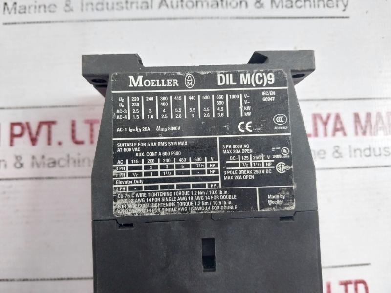 Moeller Dil M9-10 Contactor Iec/En 60947 A039962 Auxiliary Contact A600 P300