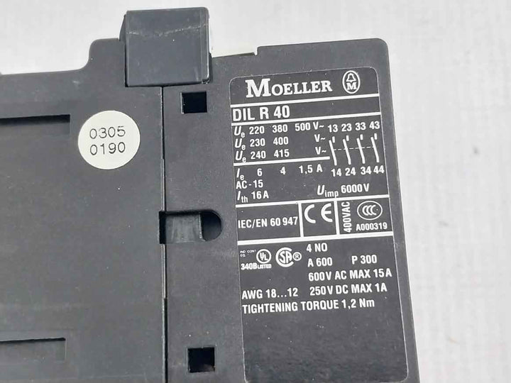 Moeller Dil R 40 Contactor Relay 110v-50/60hz-z-a600 P300