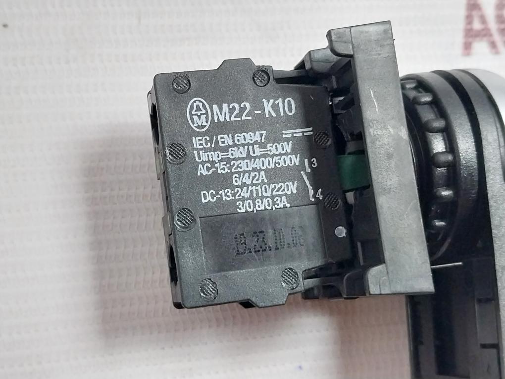 Moeller M22-k10 Pushbutton Contact Block 10A 600Vac A600 Q300 Iec/En 60947