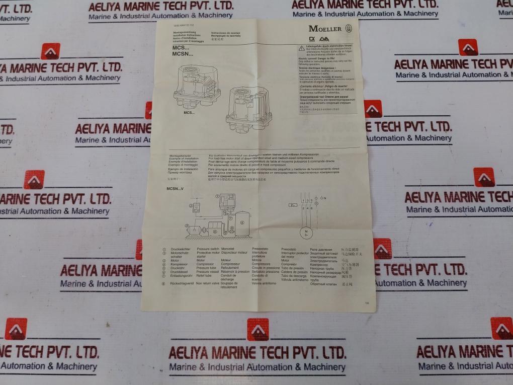 Moeller Mcs11 Pressure Switch 1-pole 230V/2A 11 Bar