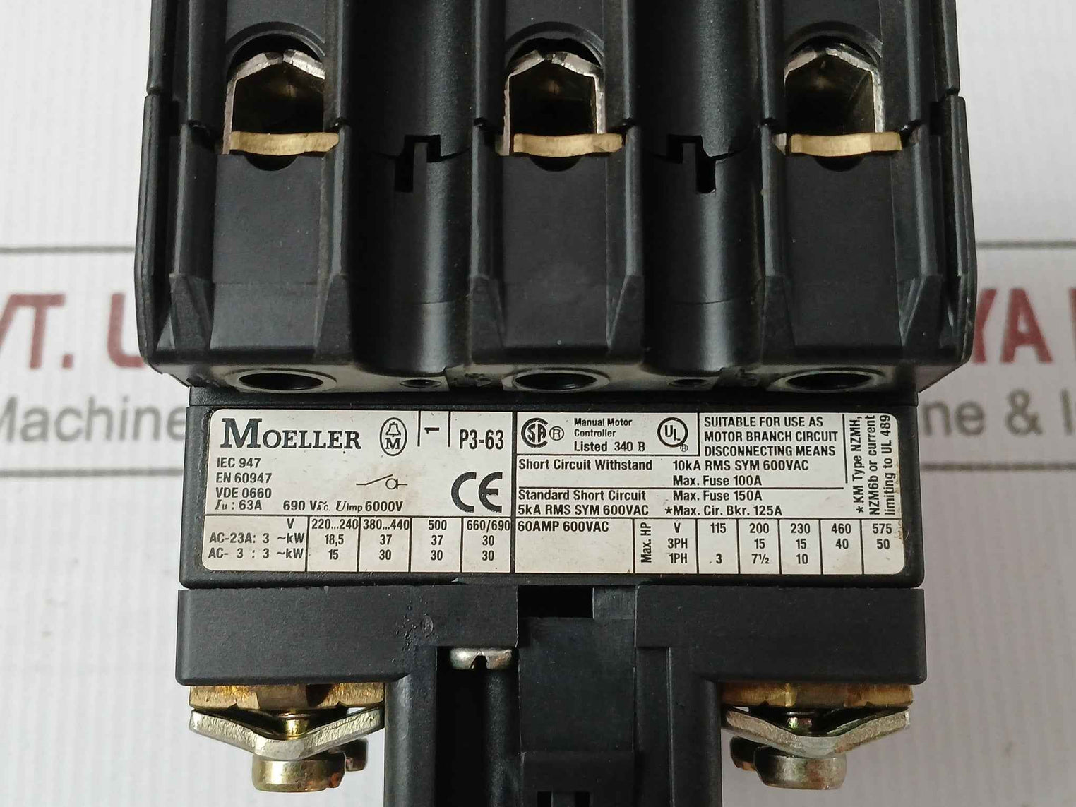 Moeller P3-63/V/Svb Rotary Disconnect Circuit Interrupter 60Amp 600Vac