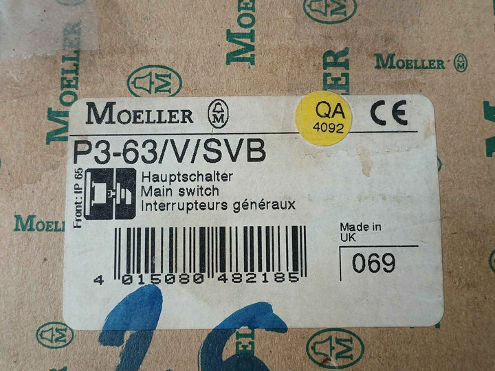Moeller P3-63/V/Svb Rotary Disconnect Circuit Interrupter 60Amp 600Vac
