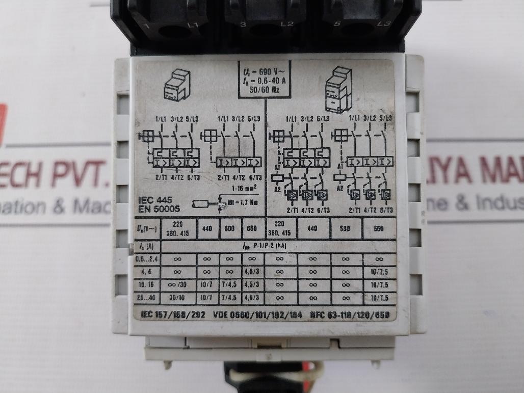 Moeller Pkz 2 Magnetic Motor Protector 0.6-40A 50/60Hz 65Ka-480Vac 690V 14-awg