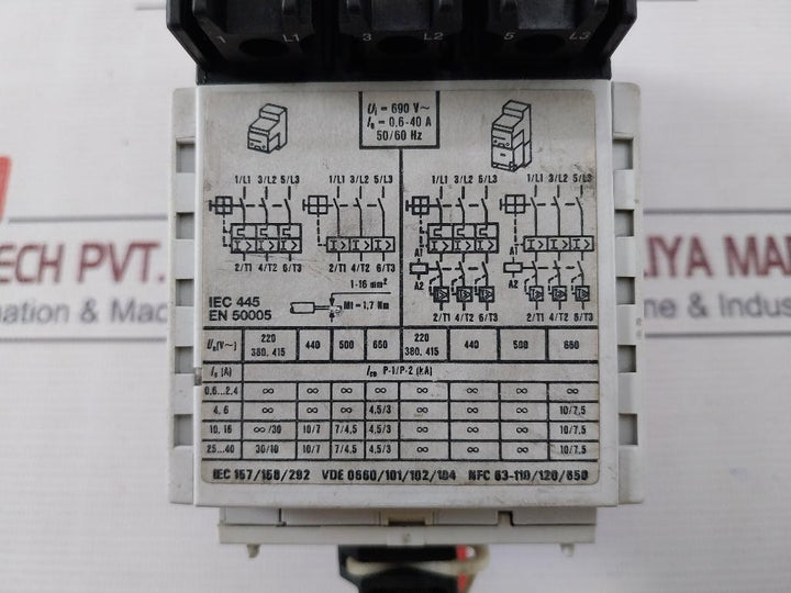 Moeller Pkz 2 Magnetic Motor Protector 0.6-40A 50/60Hz 65Ka-480Vac 690V 14-awg