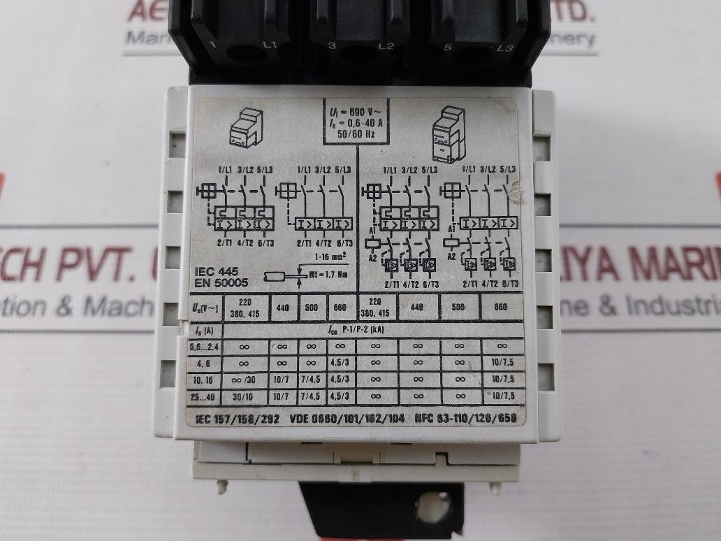 Moeller Pkz 2 Magnetic Motor Protector 50/60Hz 14-awg 42Ka-600Vac 16Lb-in