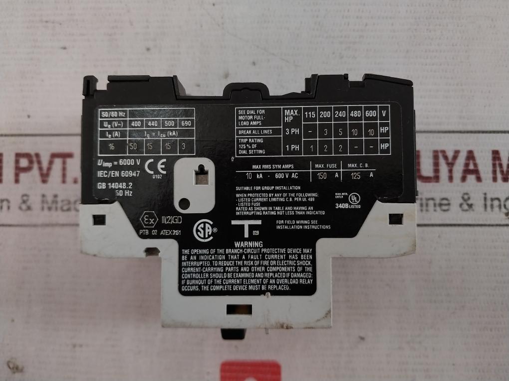 Moeller Pkzm0-16-t Transformer-protective Circuit Breaker 50/60Hz 6000V