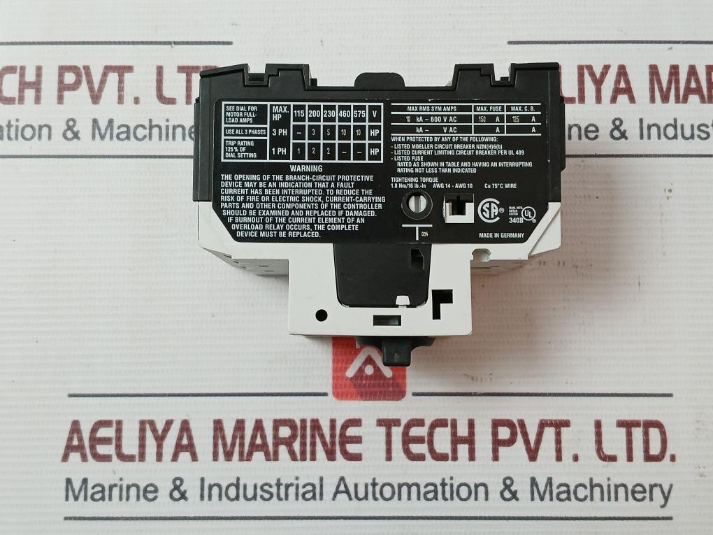 Moeller Pkzm0-16 Motor Protection Circuit Breaker 16A Cu 75°C