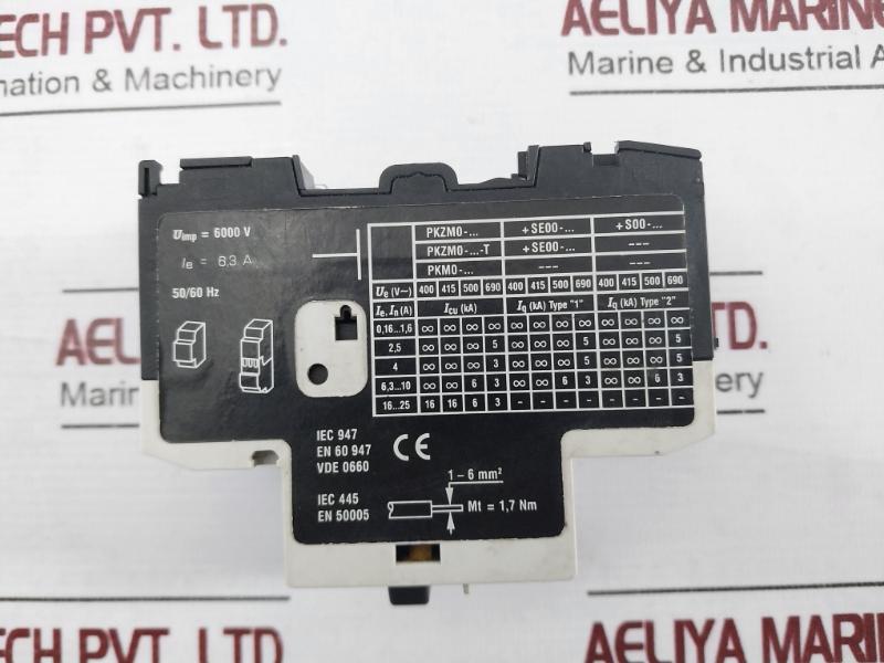 Moeller Pkzm0-6,3 Motor Protective Circuit Breaker, 6000V, 50/60Hz
