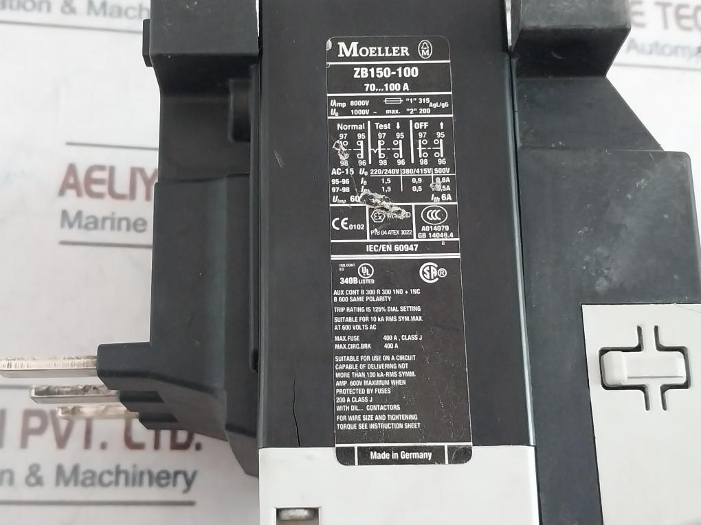 Moeller Zb150-100 Thermal Overload Relay Ptb 04 Atex 3022 600 Volts Ac