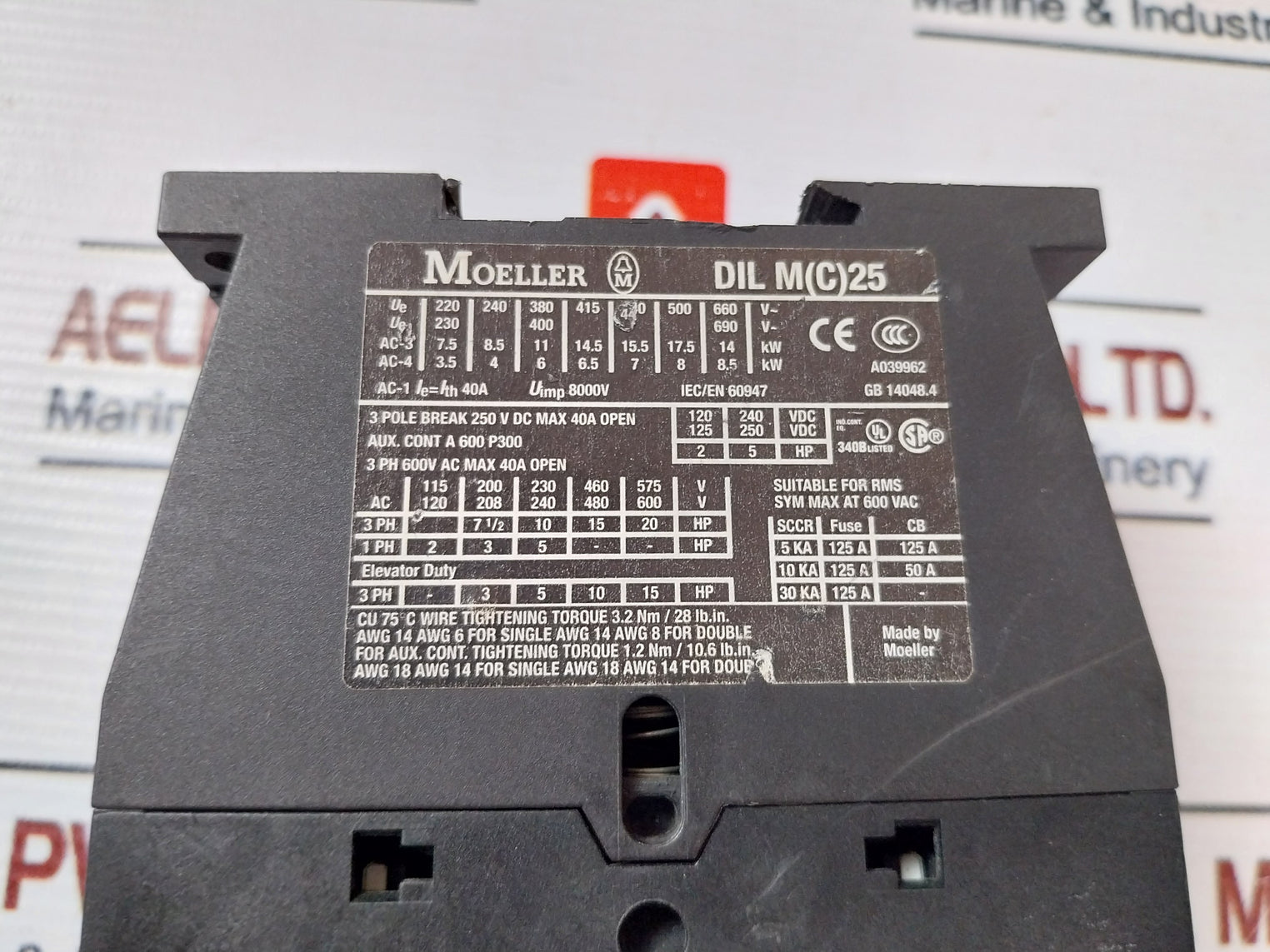 Moeller Dil M 25-10 3 Pole Power Protector Contactor 40A 600Vac