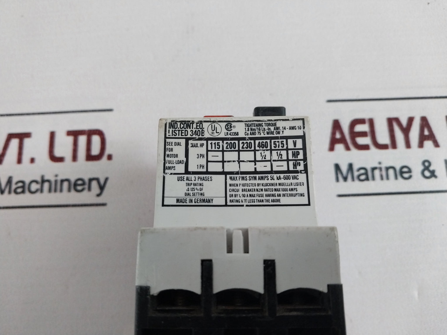 Moeller Pkzm 1-,06 Motor Circuit Breaker 50°C 50/60 Hz