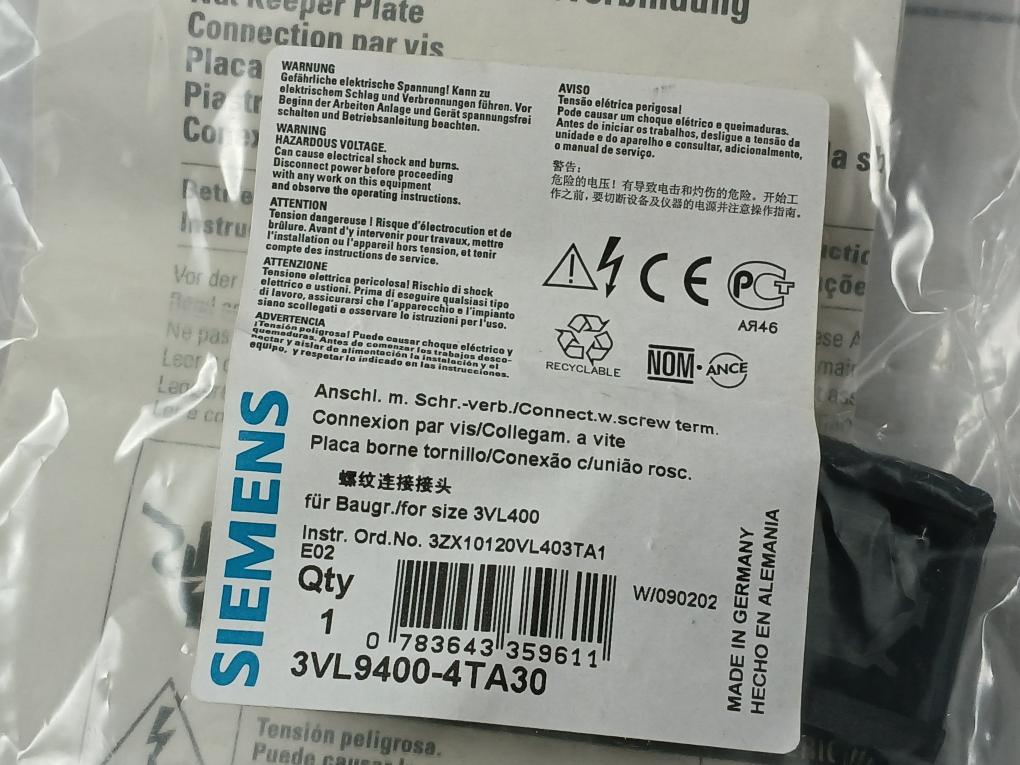 Molded Case Circuit Breaker 3Vl4731-2Dc36-0Ab1 Siemens 415V Ac 50/60Hz