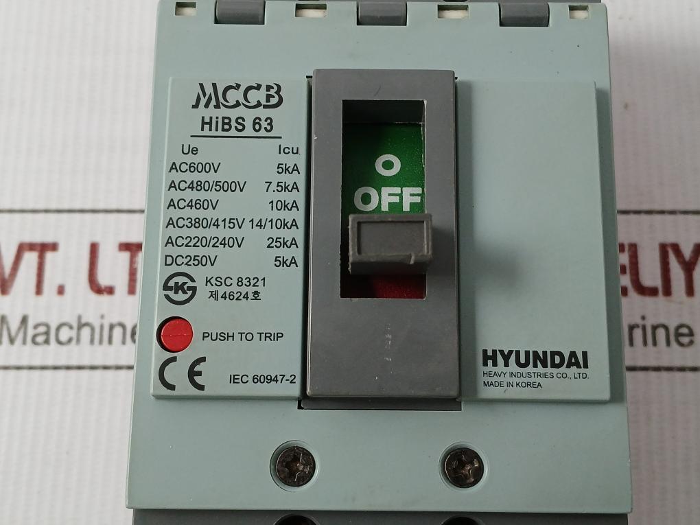 Molded Case Circuit Breaker 50/60Hz Ac 690V Hyundai Hibs 63