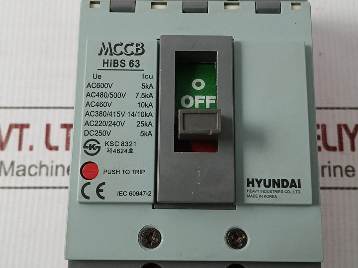 Molded Case Circuit Breaker 50/60Hz Ac 690V Hyundai Hibs 63