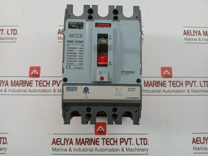 Molded Case Circuit Breaker Ac 750V 50/60Hz Hyundai Hibx 103Nt