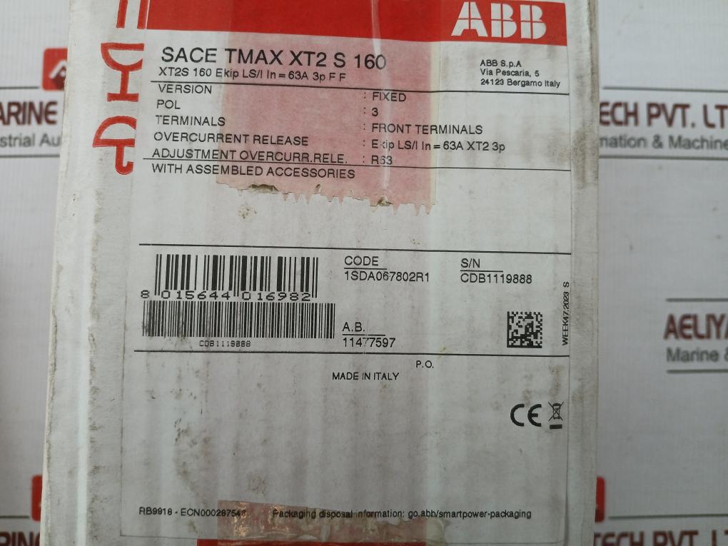 Molded Case Circuit Breakers 1Sda067802R1 Abb 50-60Hz