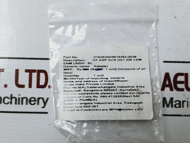 Molex 18282-0038 Fiber Adapter Duplex Sc Sm A-4