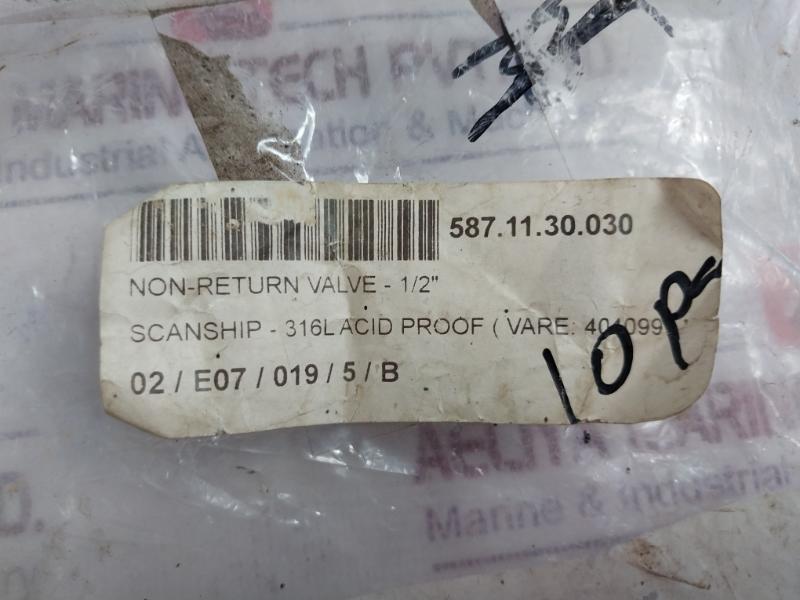 Mondeo Dn15 Non-return Valve 1/2" Pn 16 A316 Acid Proof