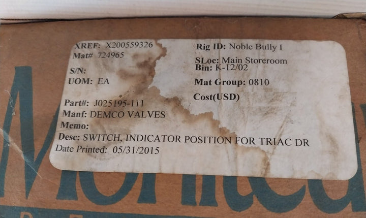 Moniteur Devices Amyb-5120 Valve Position Indicator J025195-111