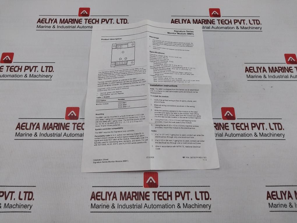 Monitor Alarm Module Siga-mm1 Edwards Systems Technology