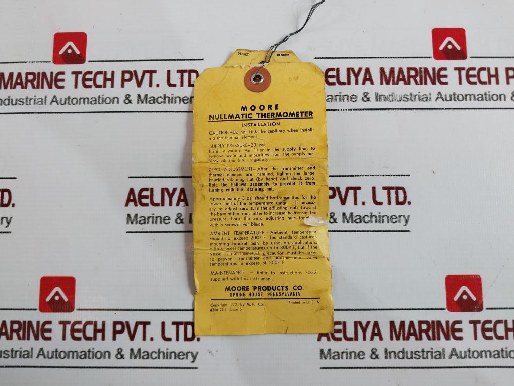 Moore Products 33A Nullmatic Thermometer Temperature Transmitter