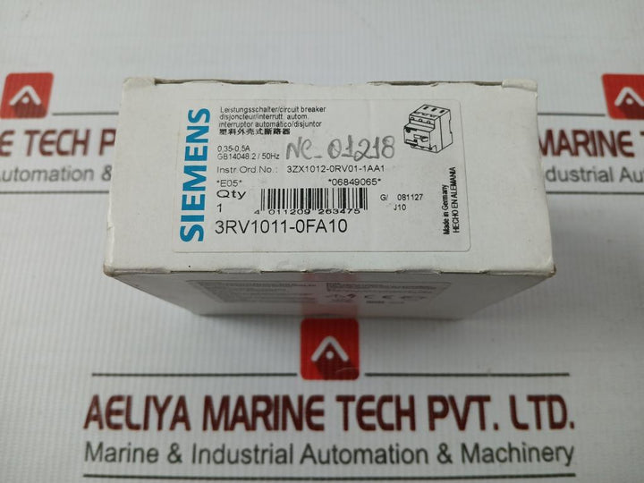 Motor Protection Circuit Breaker 3Rv1011-0Fa10 Siemens 600V