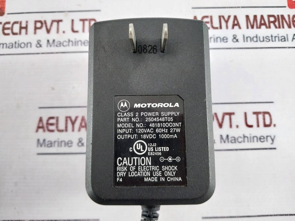 Motorola 481810oo3nt Class 2 Power Supply Adapter 2504548t05 120vac 60hz 27w