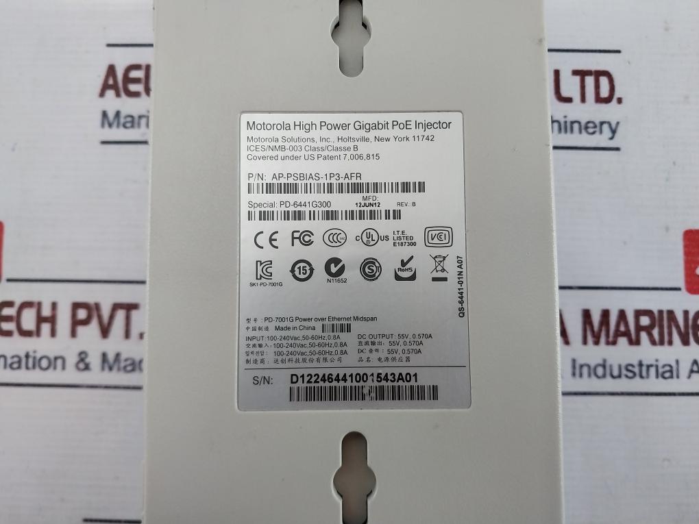 Motorola Ap-psbias-1p3-afr High Power Gigabit Poe Injector Rev B