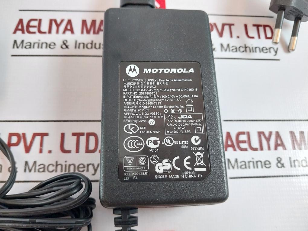 Motorola Nu20-c140150-i3 Dc Power Supply Adapter 14v 1.5a W/cord