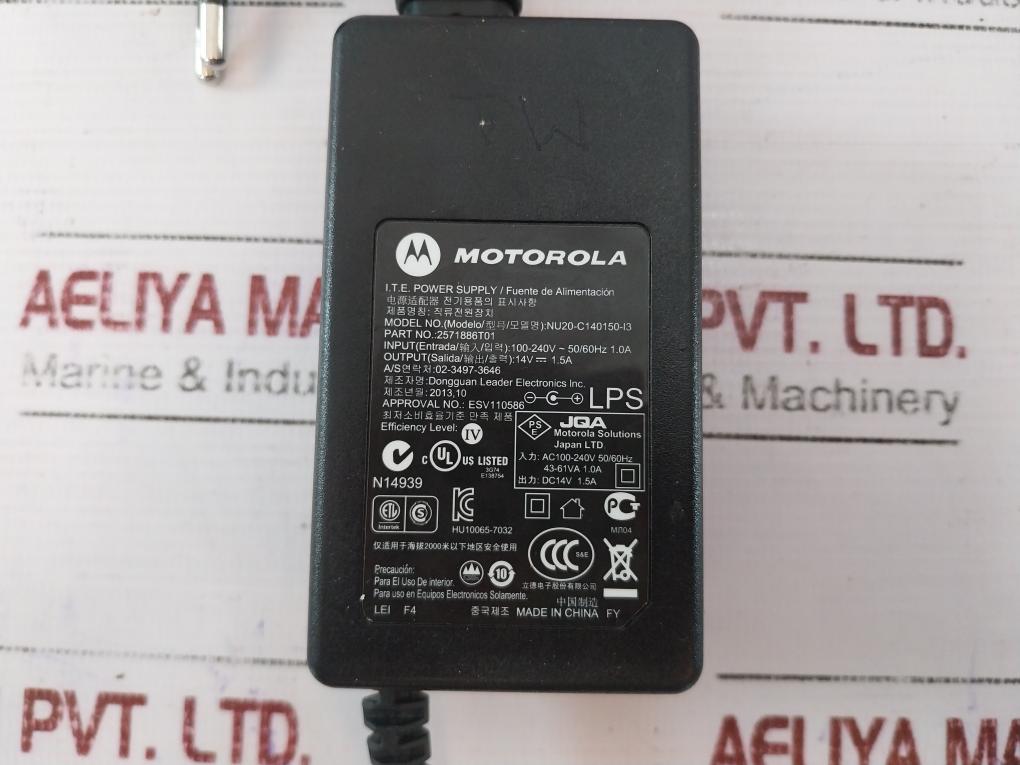 Motorola Nu20-c140150-i3 Power Supply Adapter Ac100-240V, Dc14V 1.5A