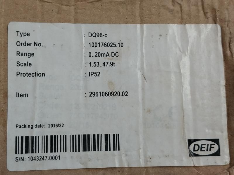 Moving-coil Panel Meter Dq96-c Deif