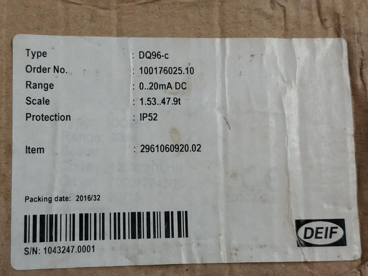 Moving-coil Panel Meter Dq96-c Deif