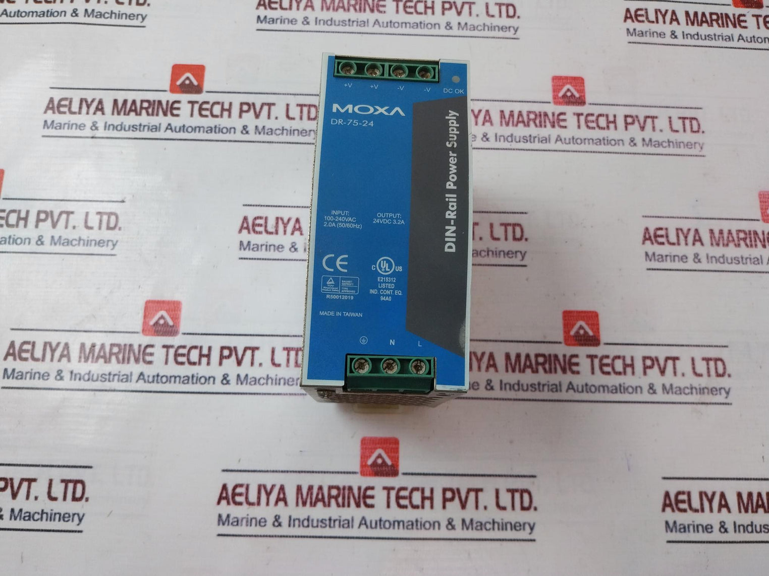Moxa Dr-75-24 Din-rail Power Supply 100-240Vac 2.0A 24Vdc 3.2A