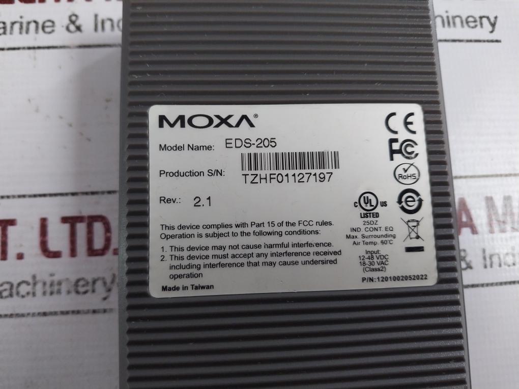 Moxa Eds-205 5-port Entry Level Unmanaged Ethernet Switch 1201002052022