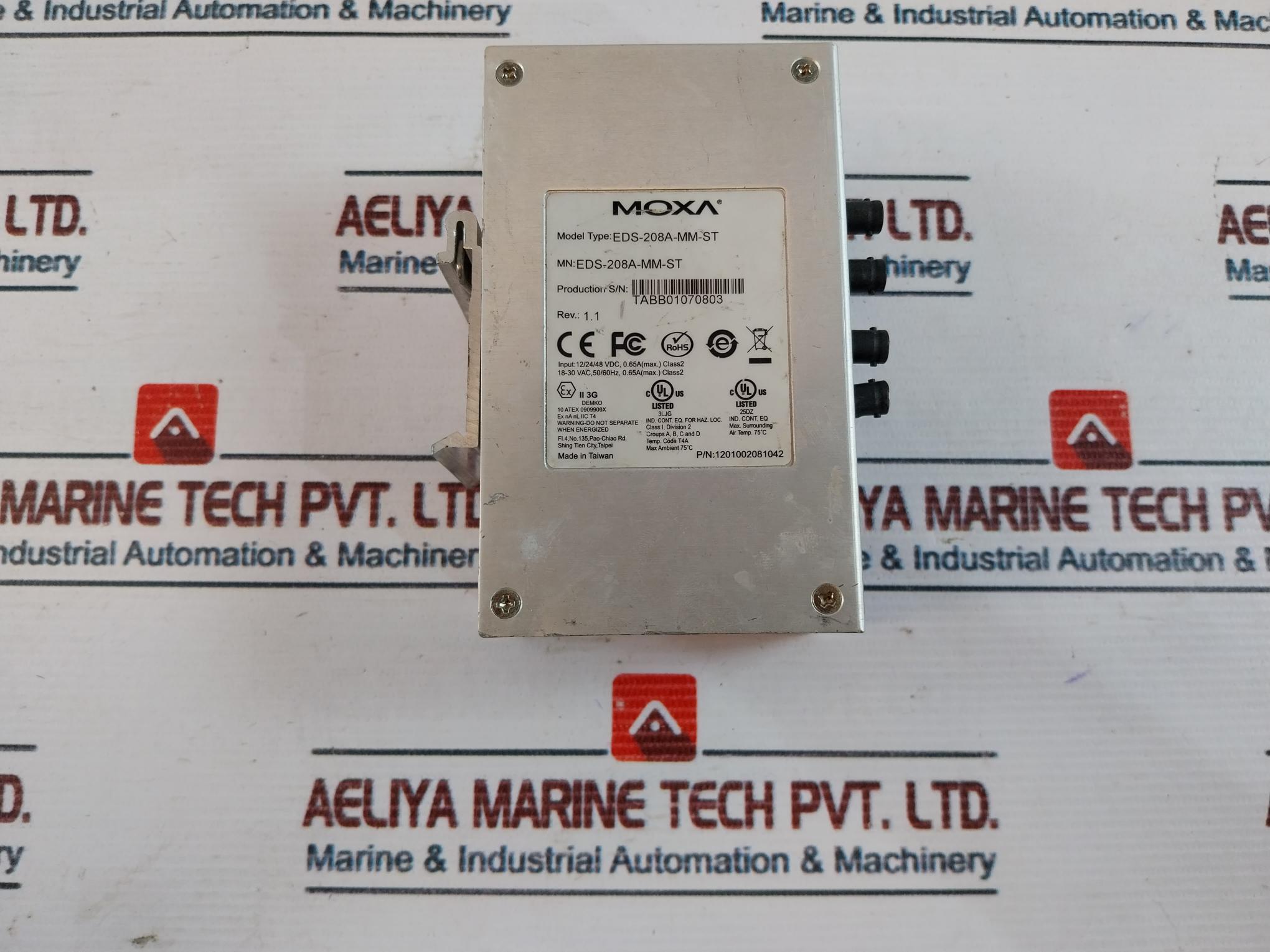 Moxa EDS-208A-MM-ST Ethernet Switch Rev 1.1 50/60Hz