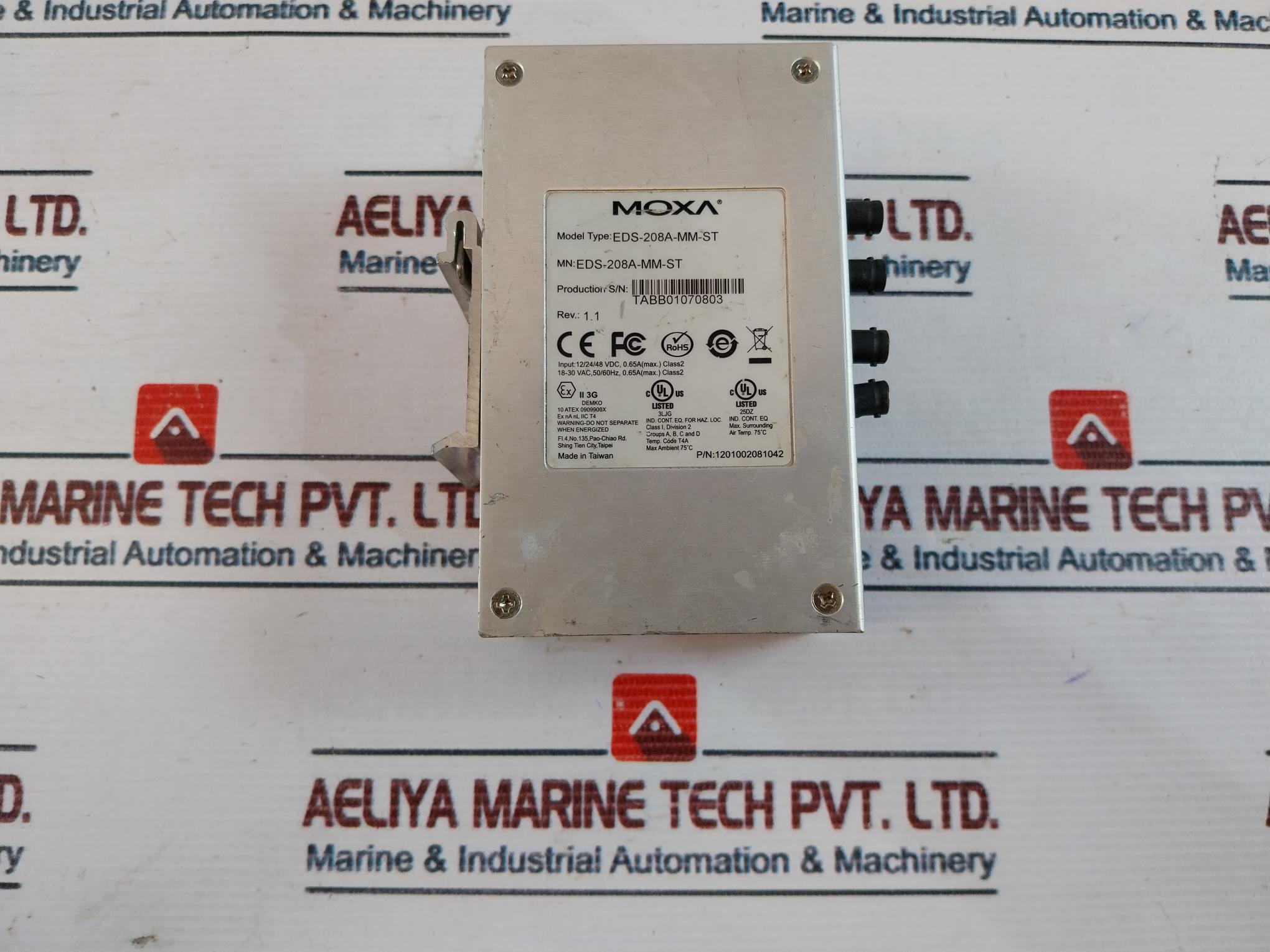 Moxa Eds-208A-mm-st Ethernet Switch Rev 1.1 50/60Hz