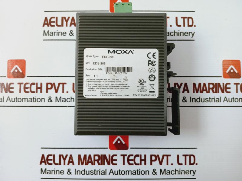 Moxa Eds-208 Port Ethernet Switch, 12-45v Dc, 24v Ac/dc 1201002081015