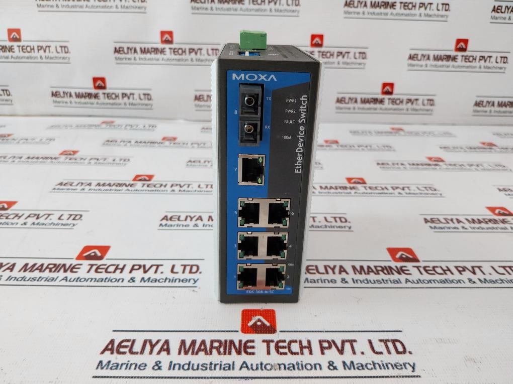 Moxa Eds-308-m-sc Unmanaged Ethernetdevice Switch Rev: 2.1 12-48Vdc